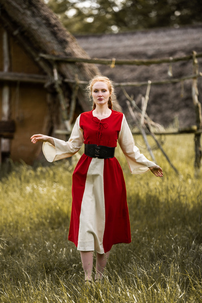 Dress Belle, red-cream