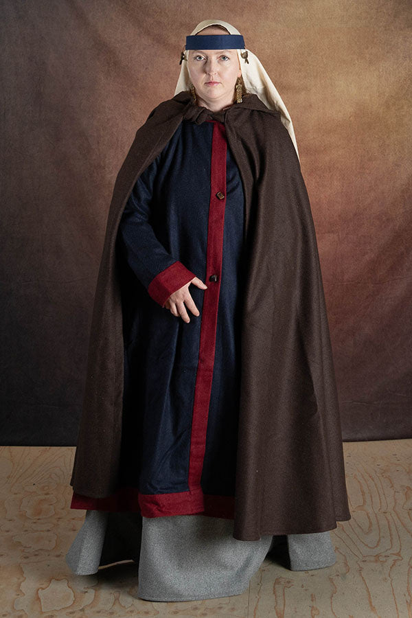 Medieval cloak Karen, wool blend, brown
