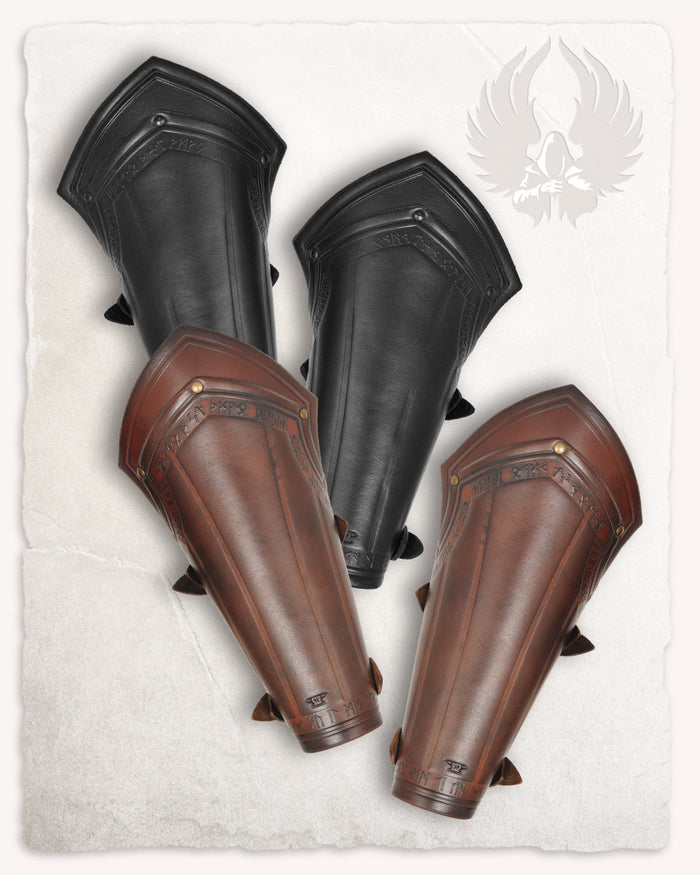 Torson leather bracers with runes, underarm guards, black