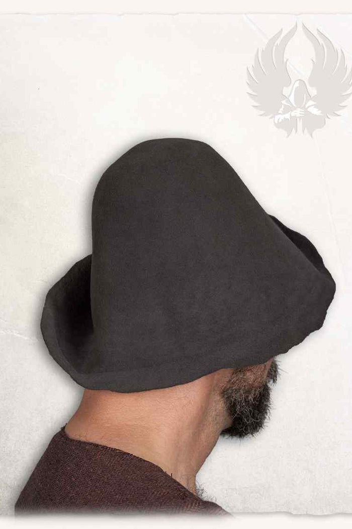 Medieval felt hat Bruno, gray, wool mix