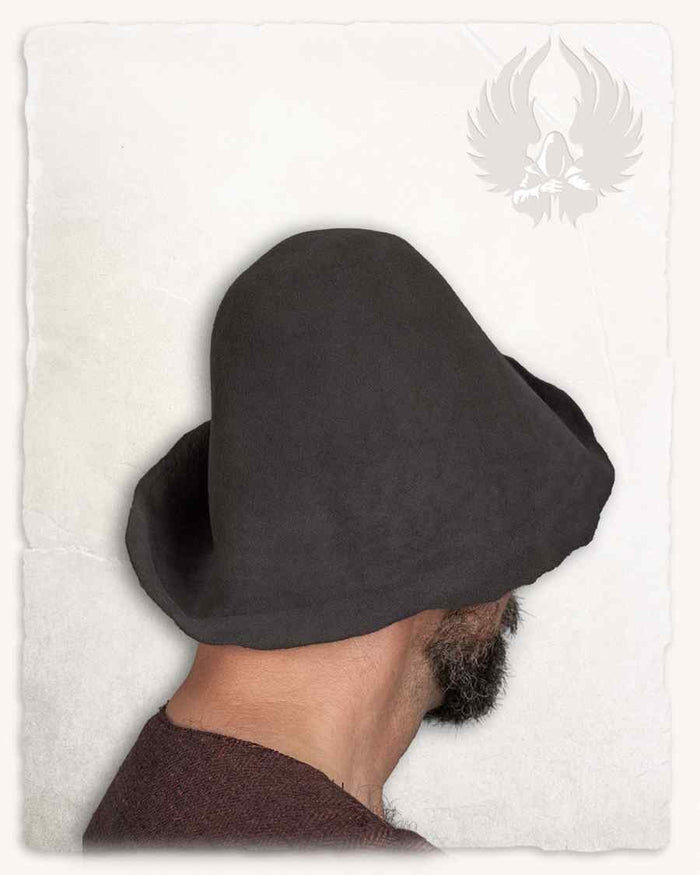 Medieval felt hat Bruno, gray, wool mix