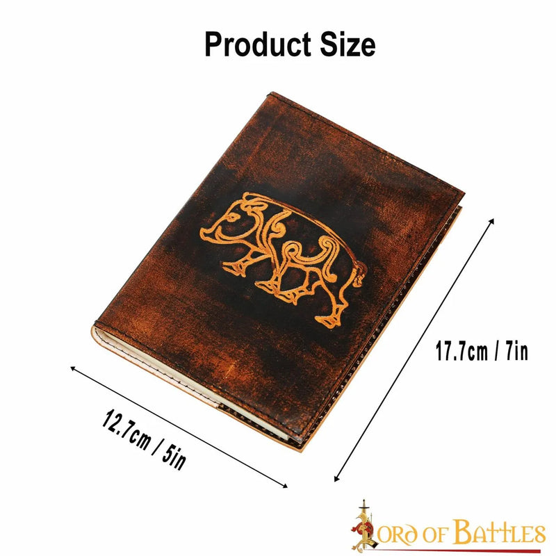 Libro in pelle con cinghiale celtico Knocknagael