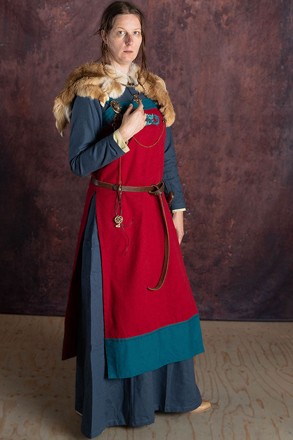 Middeleeuwse jurk Freya, blauw