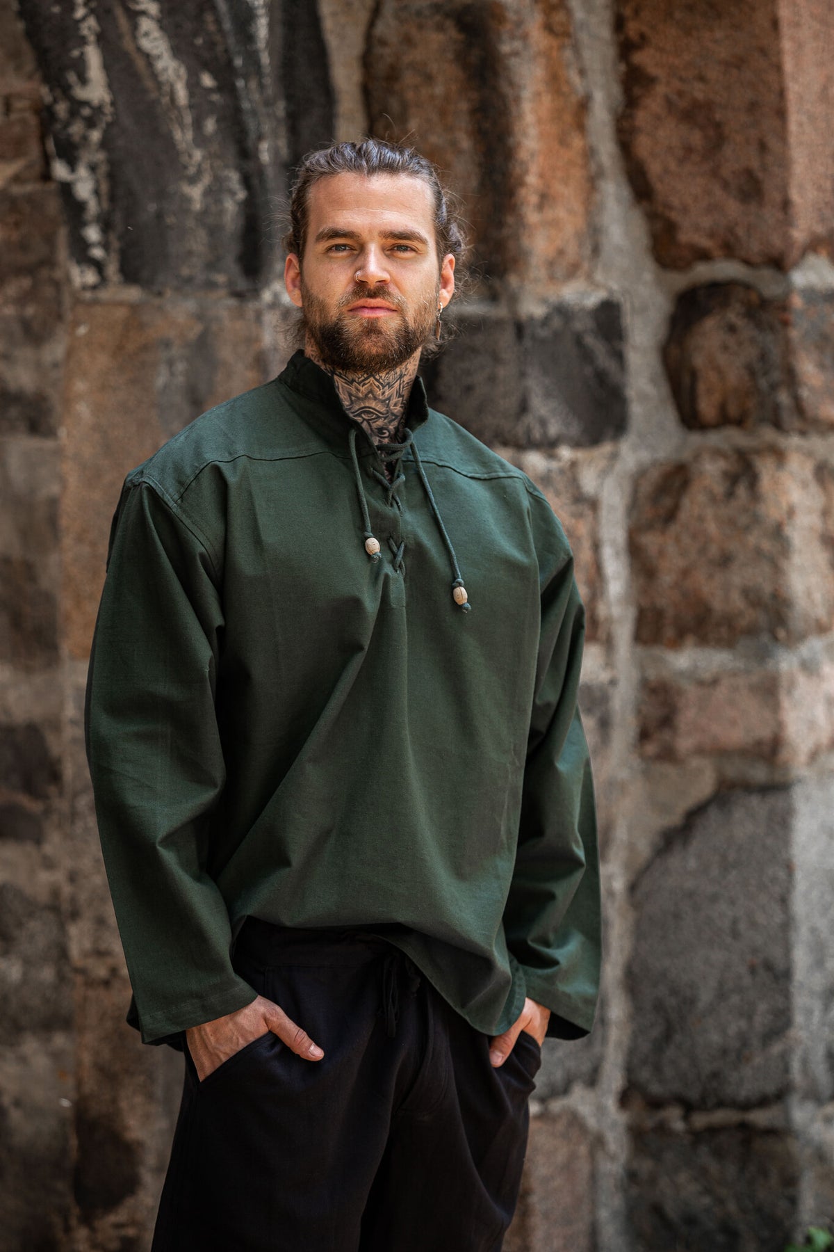 Hand-woven shirt, green