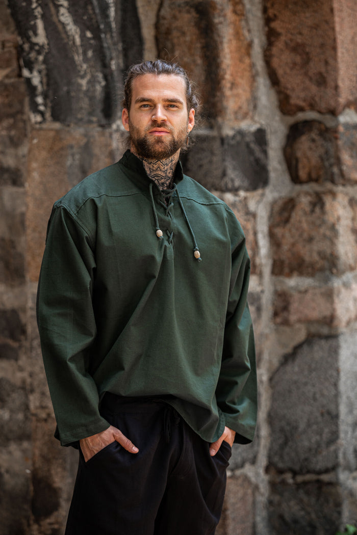 Hand-woven shirt, green