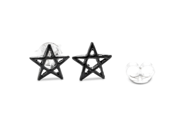 Pentagram stud earrings, sterling silver