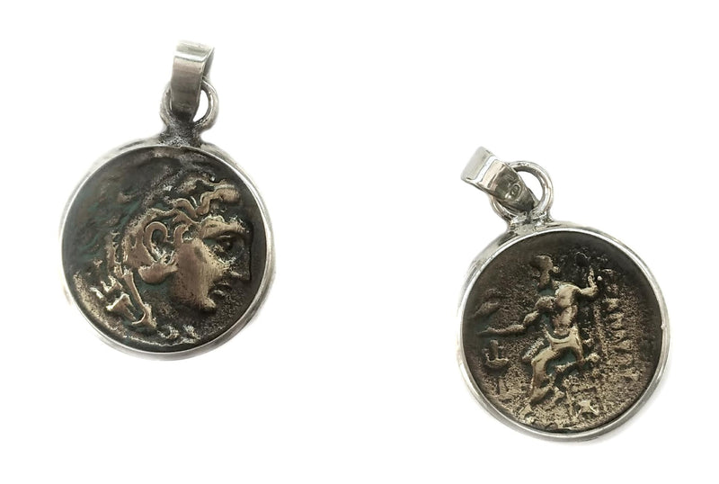Colgante de moneda Zeus y Hera, plata de ley