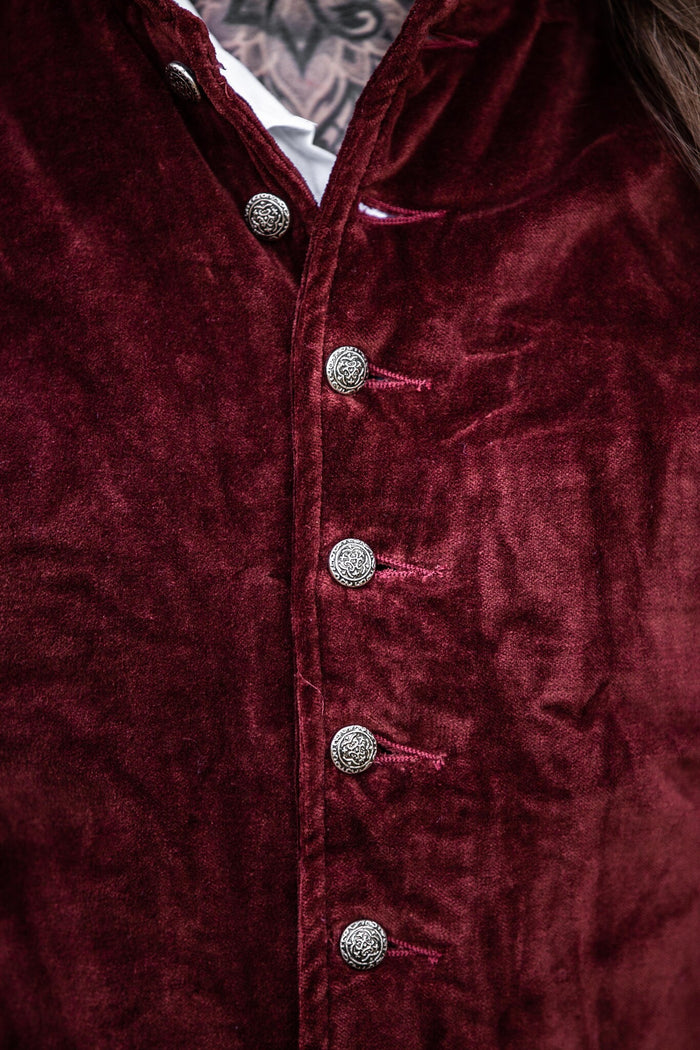 Velvet doublet with metal buttons, red