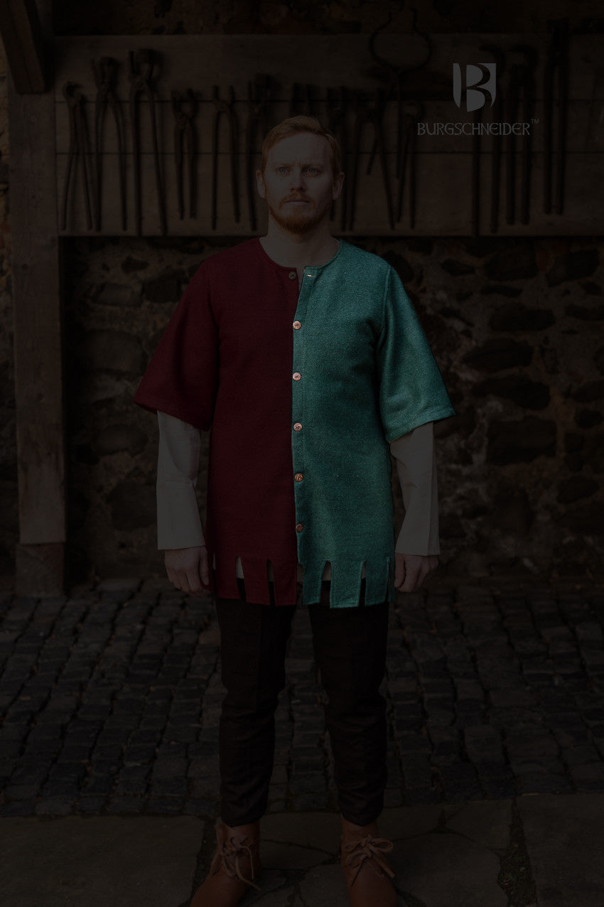 Surcoat Aleran, left, green, wool mix