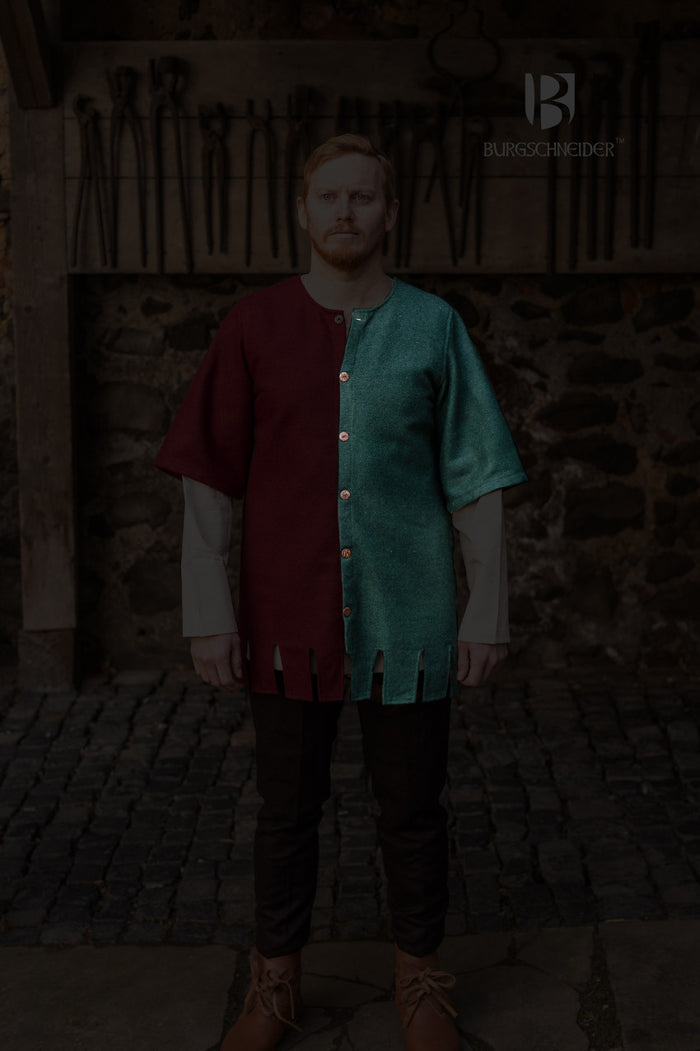 Surcoat Aleran, left, green, wool mix