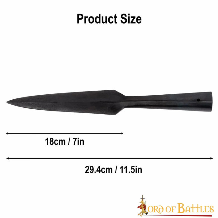 Early medieval spearhead with shoulders, bronzed, semi-sharp