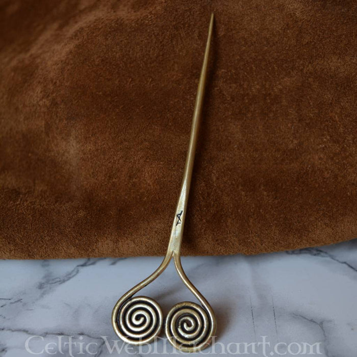 Bronze Age hairpin with spirals, bronze