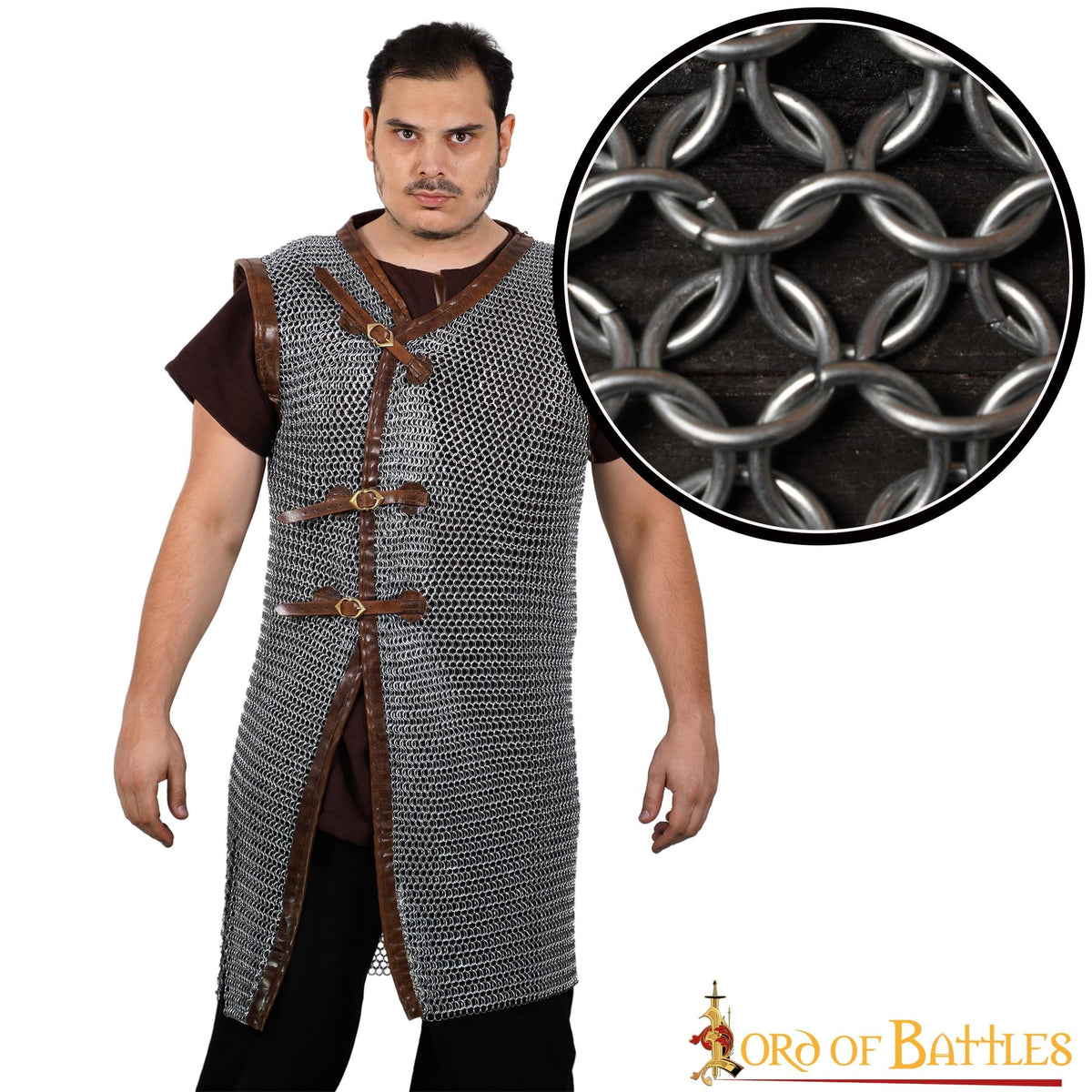 Chain mail Byrnie long, unriveted, galvanised 10 mm