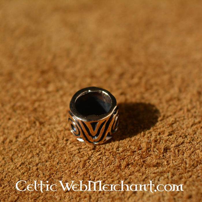 Medieval hair and beard bead, bronze