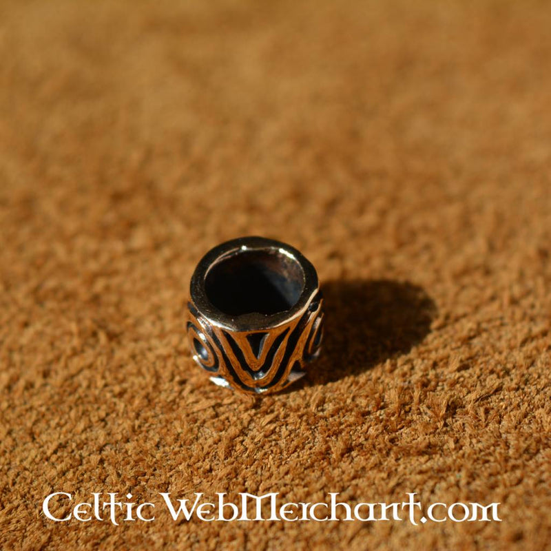 Średniowieczny koralik do włosów i brody, brąz