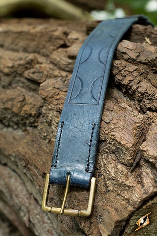 Leather belt Aruthia, blue, 160 cm