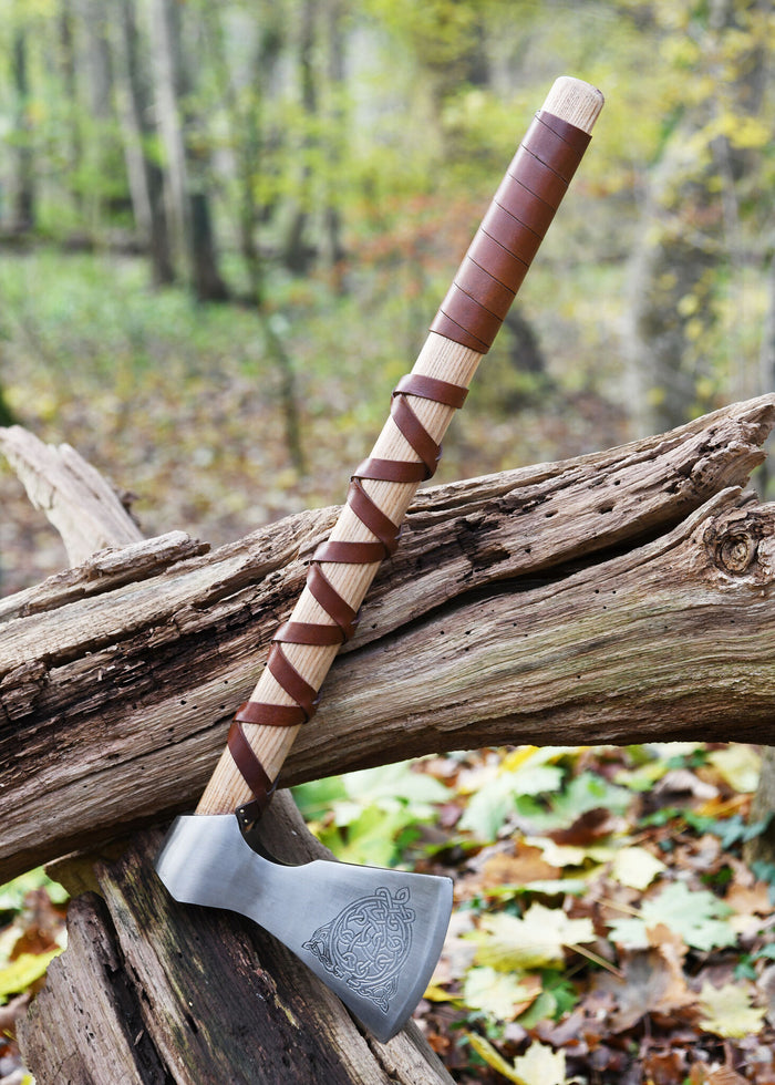 Viking axe, type F, engraved, semi-sharp