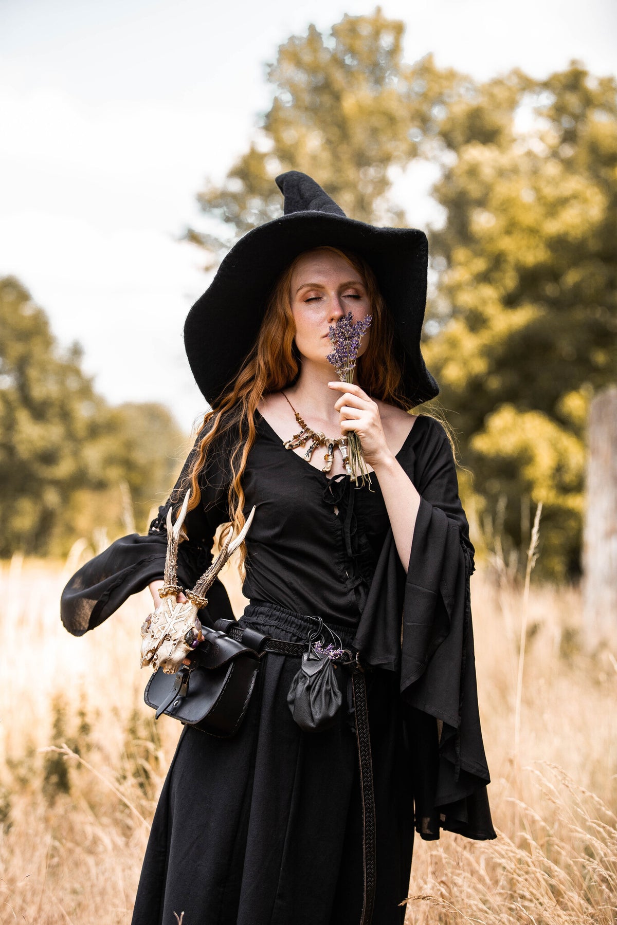 Witch hat, black, wool felt