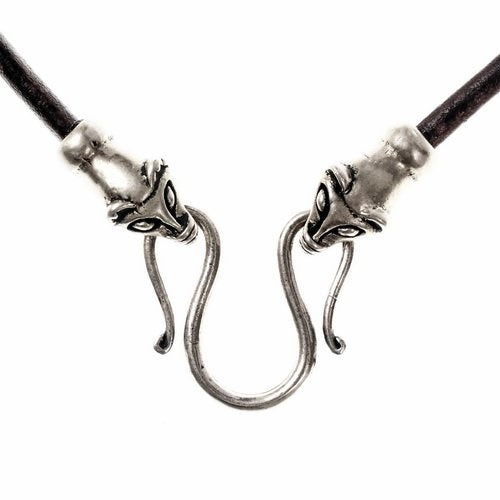 Viking necklace with weasels, black, leather