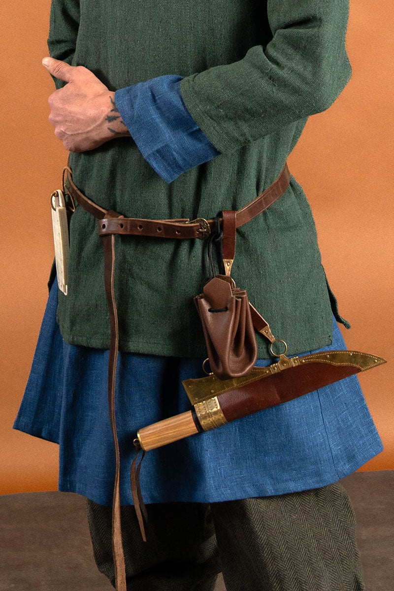 Tunique viking Eirik, lin, bleu