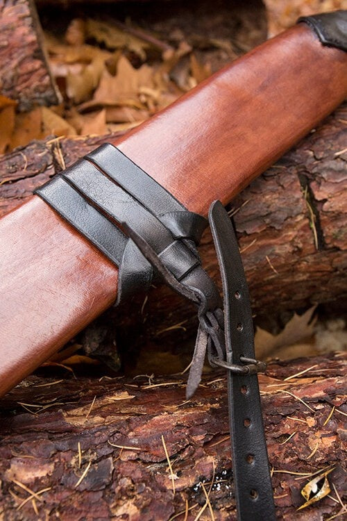 LARP sword scabbard, M, right-handed, brown