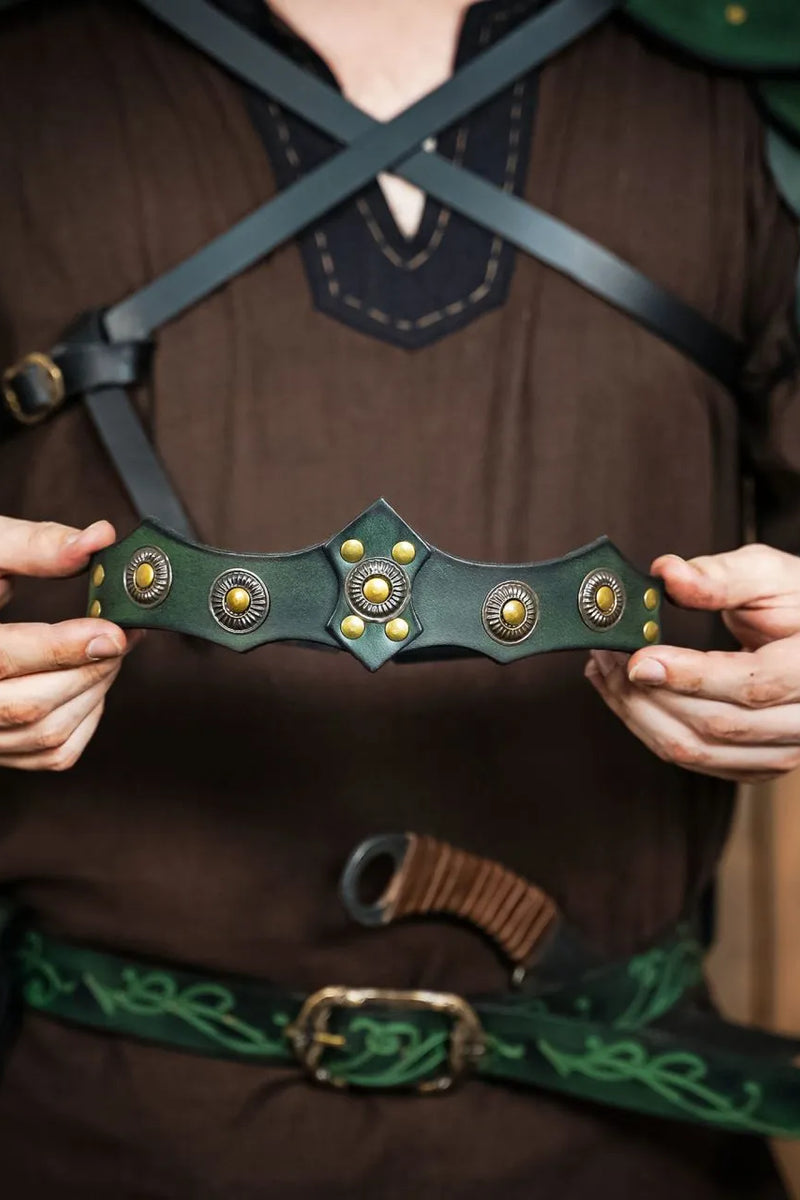 Skórzana korona Aldon, zielona