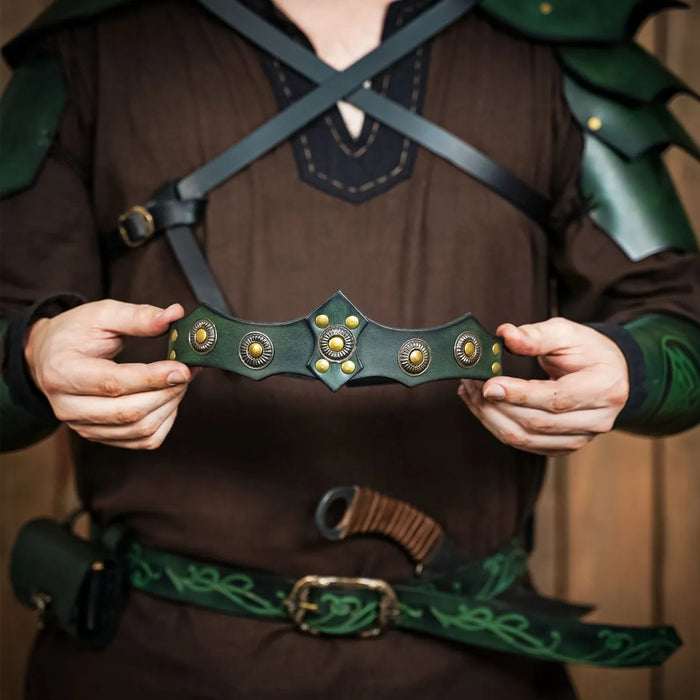 Leather crown Aldon, green
