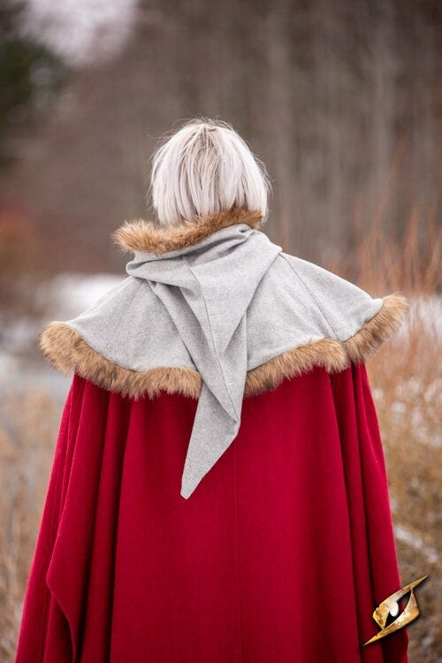 Cappuccio medievale Geralt, grigio, misto lana