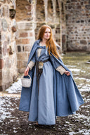 Mantello medievale Mila, misto lana, blu