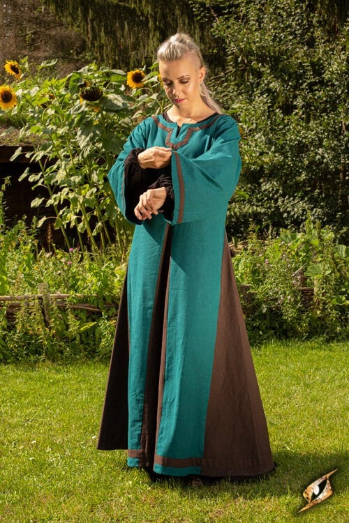 Viking dress Astrid, azure-brown