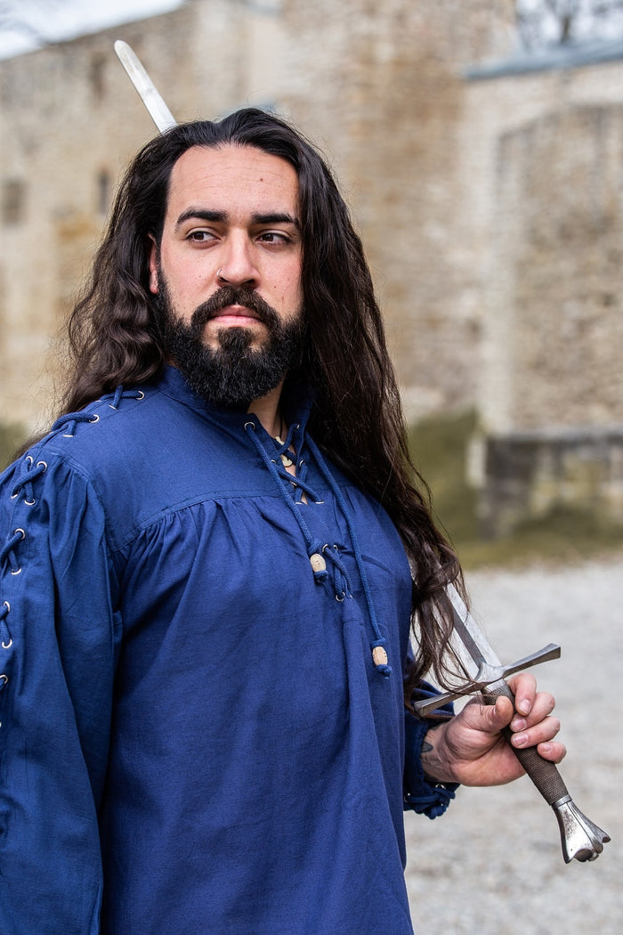 Pirate shirt with laces, blue
