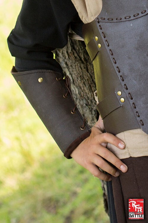 RFB leather bracers, underarm guards, brown, pair