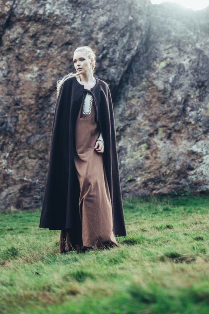 Medieval cloak Robin, wool blend, brown