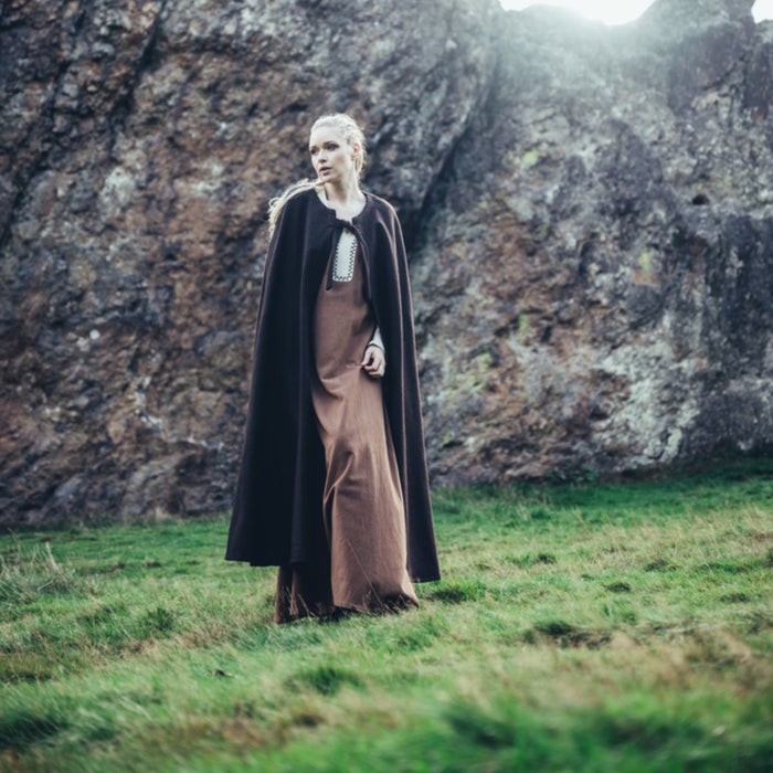 Medieval cloak Robin, wool blend, brown