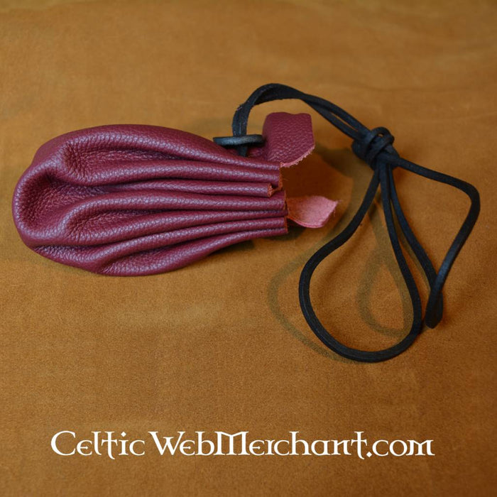 Soft leather pouch, red