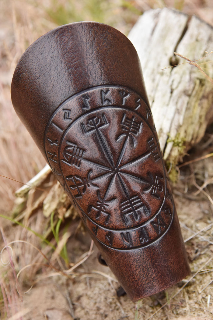 Vegvisir leather bracers, underarm guards