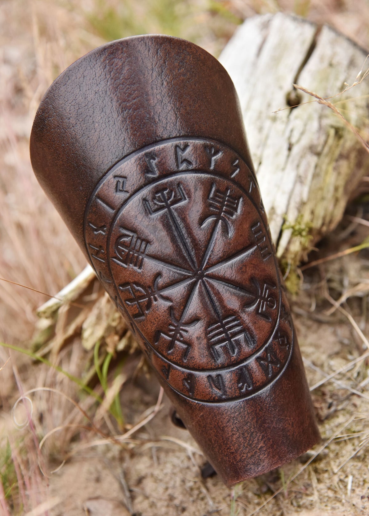 Vegvisir leather bracers, underarm guards