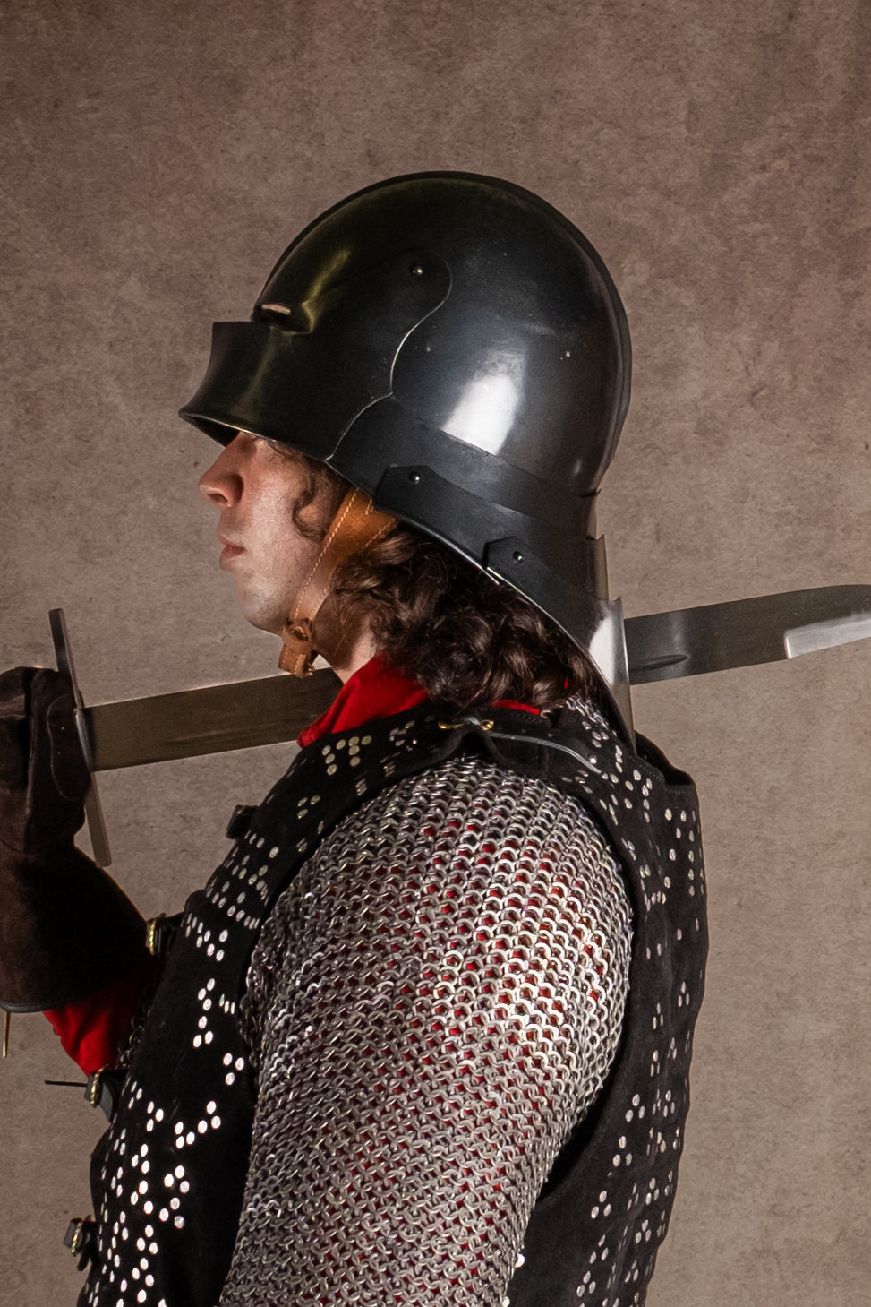 15th century sallet, black, 1.6 mm