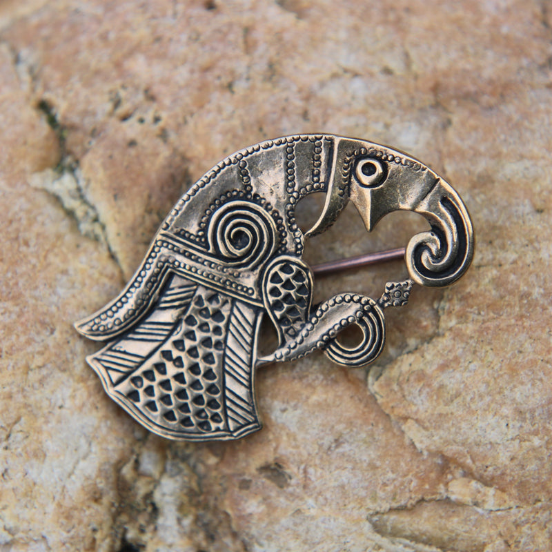 Broche de corbeau germanique Gotland, gauche, bronze