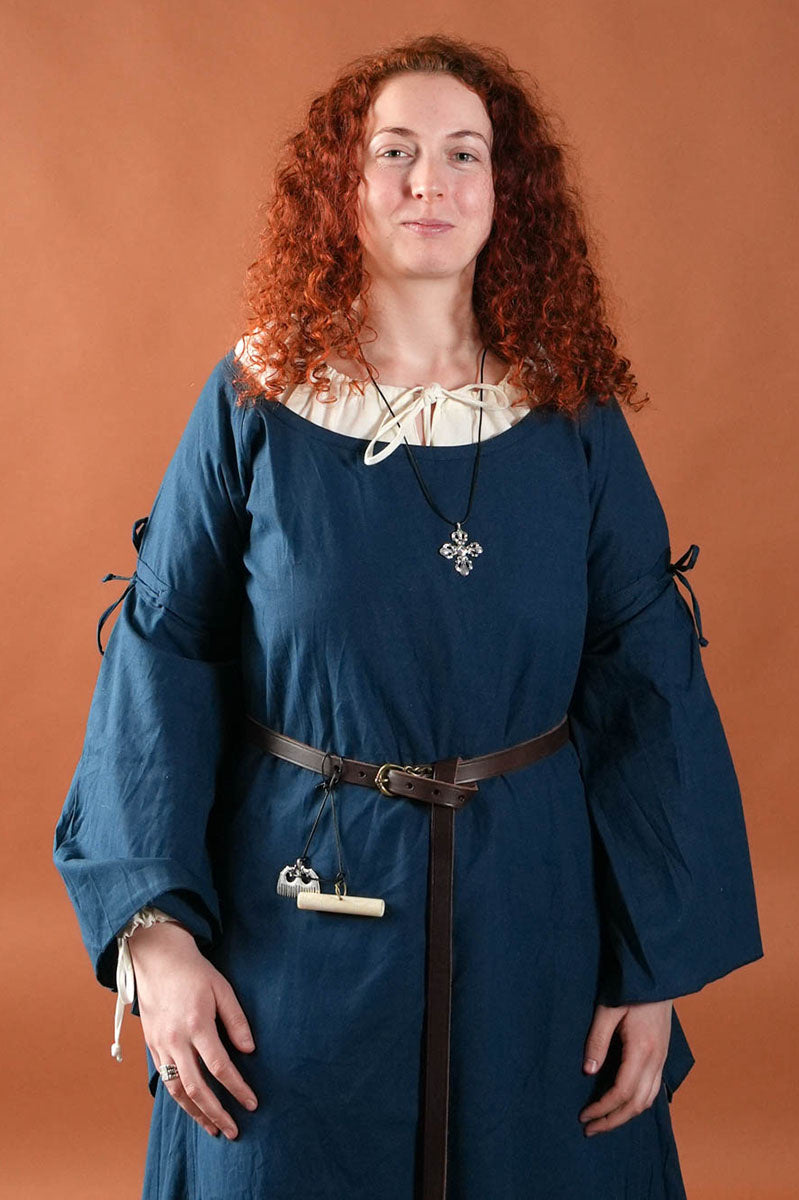Robe gothique médiévale Iseult, bleue
