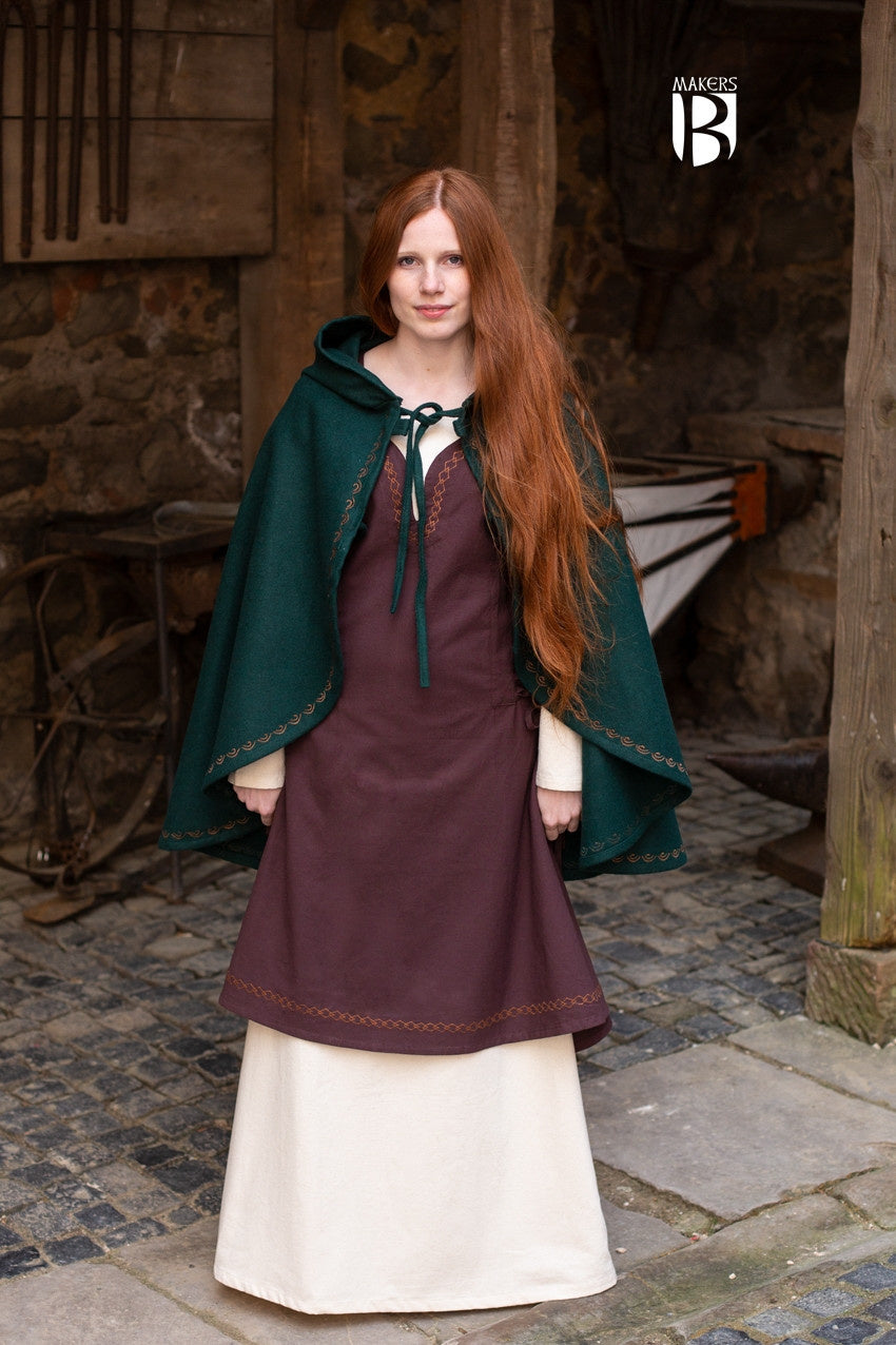Affra cape, wool blend, green