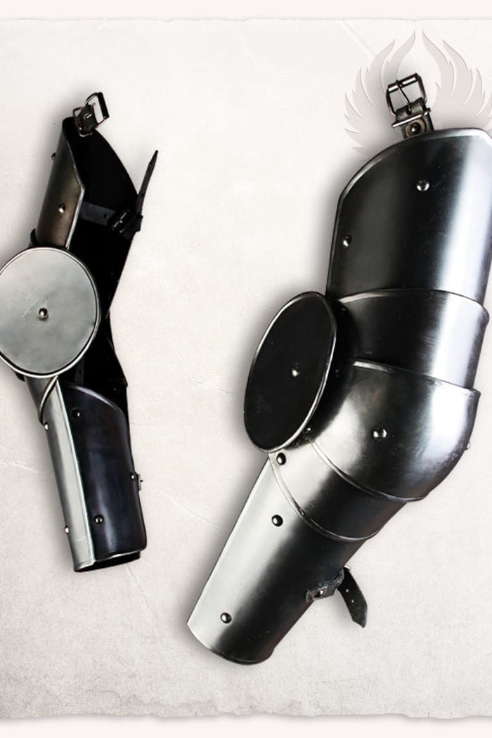 Vambraces Gustav, arm armour, blackened, 1.2 mm