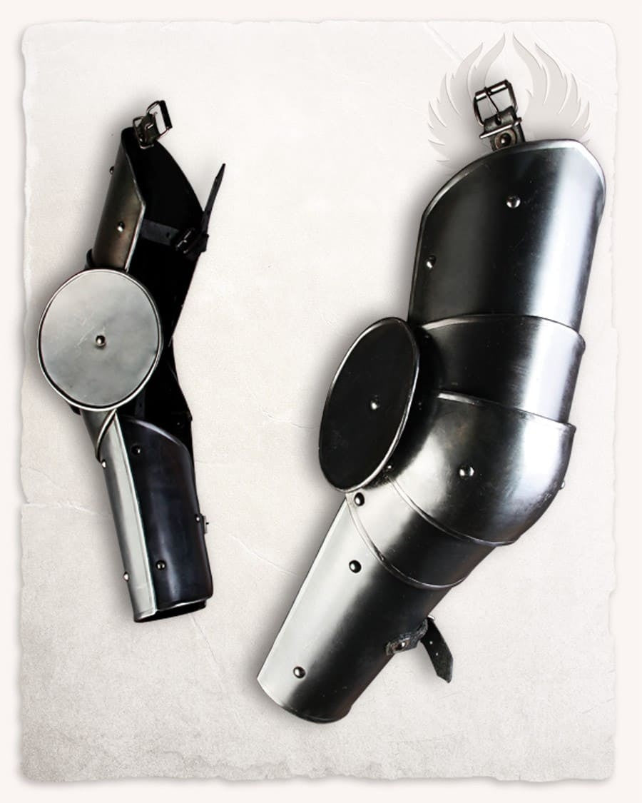 Vambraces Gustav, arm armour, blackened, 1.2 mm