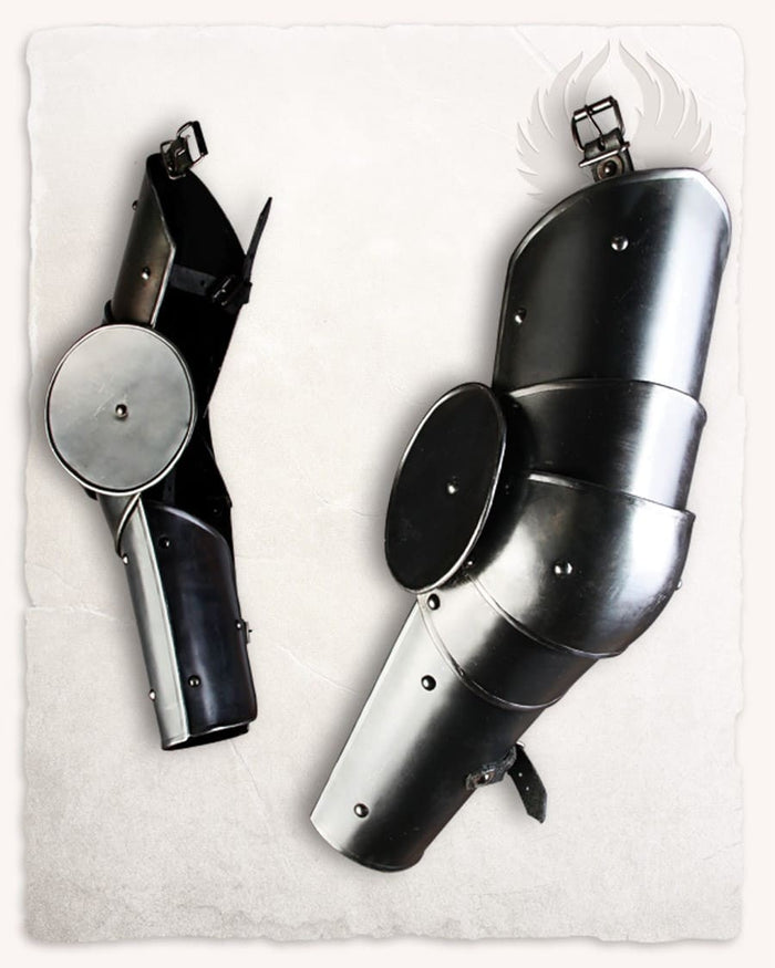Vambraces Gustav, arm armour, blackened, 1.2 mm