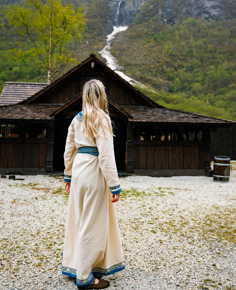 Viking dress Lagertha, natural-blue