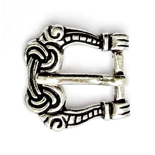 Viking buckle gripping hands, silvered