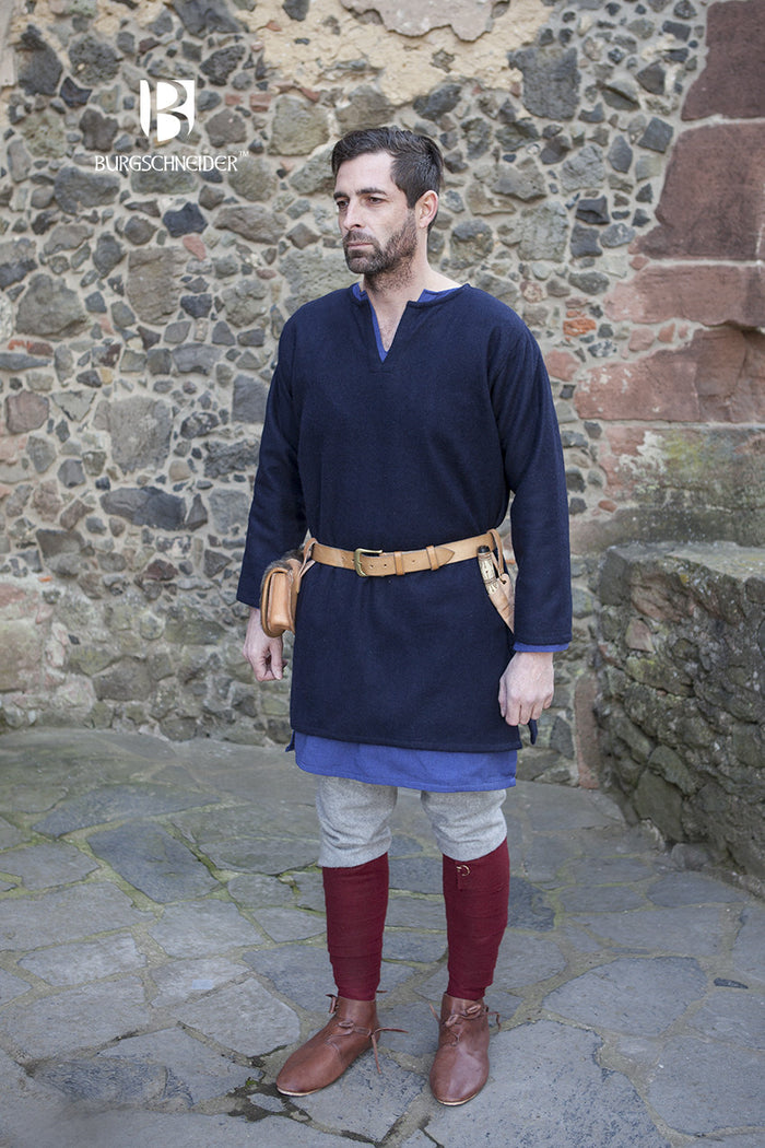 Viking tunic Lodin, blue, wool blend