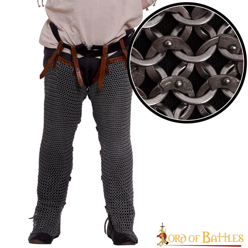 Chausses de mailles, anneaux plats, rivets ronds, 9 mm