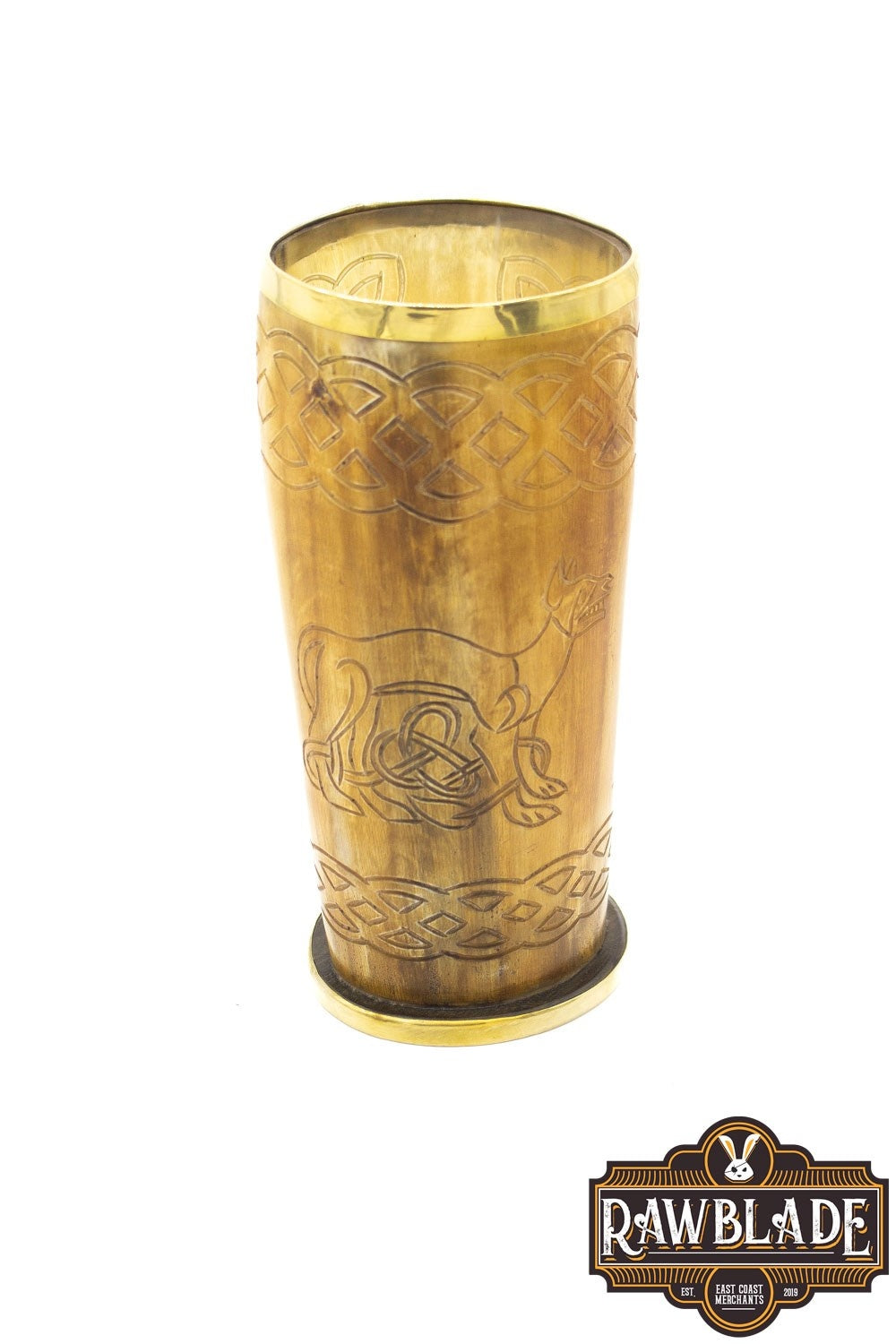 Horn Mug Celtic dog, 300-500 ml
