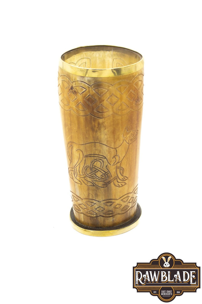 Horn Mug Celtic dog, 300-500 ml